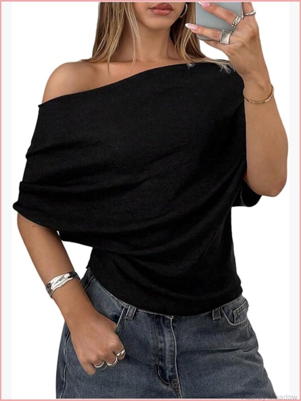 Off the Shoulder Batwing Sweater Pullover Loose Fit